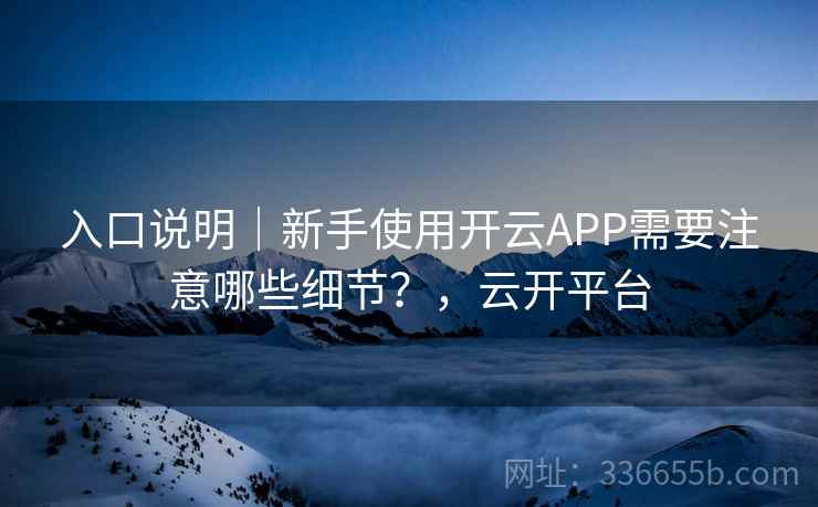 入口说明｜新手使用开云APP需要注意哪些细节？，云开平台